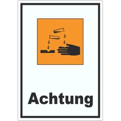 Aufkleber Gefahrensymbol ätzend Achtung A6 (105x148mm)