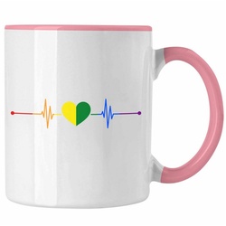 Trendation Tasse Trendation – Regenbogen Tasse Geschenk LGBT Schwule Lesben Transgender Grafik Pride Herzschlag Flagge rosa