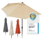 EasyMaxx Sonnenschirm halbrund | 270 x 140 x 235 cm | für Balkon und Terrasse | passgenau für Wände | mit praktischer Handkurbel und Sonnenschutz UV-Schutz 40+ | spendet Schatten