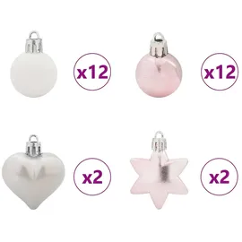 vidaXL Weihnachtskugel-Set 40 pcs Weiß und Rosa Kunststoff