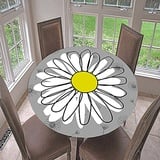 Morbuy Rund Tischdecke Elastisch, 3D Gänseblümchen Rund Tischdecken Wasserdicht Lotuseffekt Abwaschbar Abwischbar Tischtuch für Dekoration Küchentisch Garten Outdoor (Durchmesser 130cm,Grau)