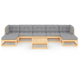 vidaXL Garten-Lounge-Set 8-tlg. grau/beige