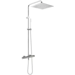 OLTENS Boran (S) Duschsystem mit Aufputz-Thermostat, Stabhandbrause und Kopfbrause eckig, Badarmaturen, chrom