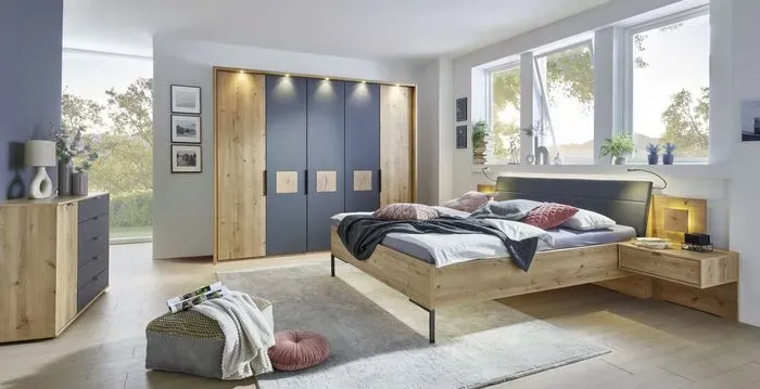 Wiemann Schlafzimmer-Set Naxos 4tlg. Holzoptik Eiche Bianco 250 cm
