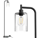 HANDSONIC Wohnzimmer Stehlampe mit Fußschalter LED - E27 Floor Lamp LED Stehlampe Wohnzimmer Vintage Schwarz Stehleuchte Industrielle Stehlampe Modern für Wohnzimmer Schlafzimmer Büro Studio Esszimmer