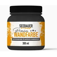 SEEBAUER diy® Wandfarbe Schwarz für Innen (No. 100 Black Pearl 300 ml) Edelmatte Schwarztöne hohe Deckkraft