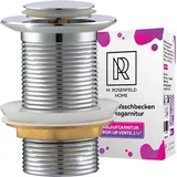 M. ROSENFELD Home Ablaufgarnitur Waschbecken OHNE Überlauf mit Knopf - Chrom Ablaufventil Pop Up 1 1/4 zoll aus Edelstahl & Messing für Waschtisc...