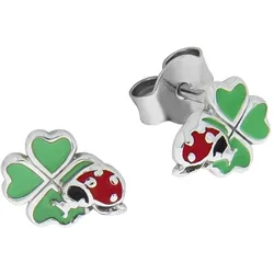 Zeeme for Kids Ohrringe 925 Sterling Silber Kleeblatt Marienkäfer