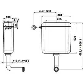 CORNAT Spülkasten weiß / Zweimengenspülung / Toilettenspülung / Aufputzspülkasten / Toilette / Badezimmer / SPK1117