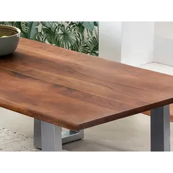 SIT Möbel SIT Tisch, Platte Akazie, Gestell Stahl, Platte nussbaumfarbig, Gestell silbern lackiert, 120x80x77 cm