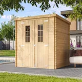 TIMBELA Holz-Gartenhaus M309C+M309G mit Boden Beige Braun 3,53 m2 FSC®