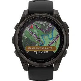 Garmin fenix 8 Solar 47 mm Graphit/Titan Carbongrau Silikon-Armband 22 mm