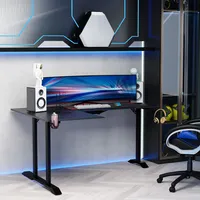 Homcom L-förmiger Gaming Schreibtisch mit Kopfhörerhaken, Getränkehalter, mdf Metall,