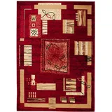Tapiso Atlas Kurzflorteppich 70 x 130 cm Rot/Beige/Weiß