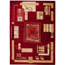 Tapiso Atlas Kurzflorteppich 70 x 130 cm Rot/Beige/Weiß