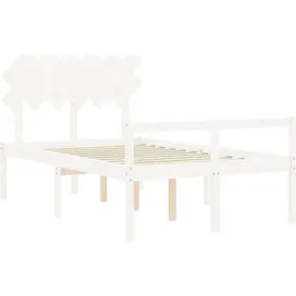 vidaXL Seniorenbett mit Kopfteil 120x200 cm Weiß Massivholz - Weiß