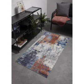 -luxor- living Polino Kurzflorteppich 80 x 150 cm Blau/Koralle