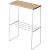 Yamazaki 4382 Tosca Beistelltisch, weiß, Stahl/Holz, minimalistisch, 42 x 22 x 56.5 cm