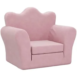 vidaXL Schlafsofa für Kinder 2-in-1 rosa weich Plüsch
