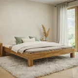 skølm Floki Massivholzbett 180x200 cm aus Eiche - hochwertiges Bettgestell - Bettrahmen ohne Bettkopf - Holzbett in Natur geölt - Bett geeignet als Doppelbett - Futonbett Schlafzimmer