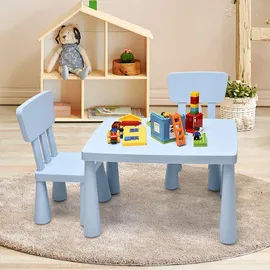 Costway Kindersitzgruppe 3 tlg. Kunststoff blau/weiß