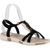 Stiefelparadies Damen Riemchensandalen in Schwarz,