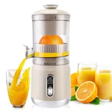 Slow Juicer Entsafter Elektrisch Kabellos, Orangenpresse Zitruspresse mit 110mm großem Kaliber, 3 Geschwindigkeiten Saftpresse für Obst & Gemüse, USB wiederaufladbar, Automatische Saft-Trester-Trennun