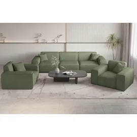 Fun Möbel Sessel CELES PREMIUM Stoff Scala 80 x 80 x 100 cm Grün mit Kissen