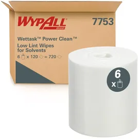 fampro tissue germany gmbh WypAll® Wettask fusselarme Reinigungstücher für Lösungsmittel, 7753 – – 6 x 120 Tücher | Karton 6 Rollen
