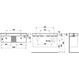 Laufen Val Doppelwaschtisch 120 x 42 cm (H8142824001041)