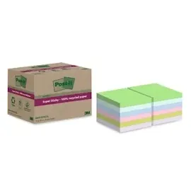 Post-it Super Sticky Recycling Notes Haftnotizen extrastark farbsortiert, 12 Blöcke