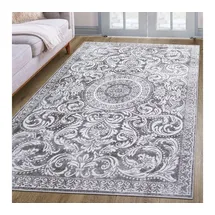 oKu-Tex Teppich | Wohnzimmerteppich | kurzflor | Hoch-Tief-Effekt | orientalisches Design, Vintage, modern | Höhe: 1 cm | besonders weicher Flor | Pflegeleicht | grau | 160 x 230 cm