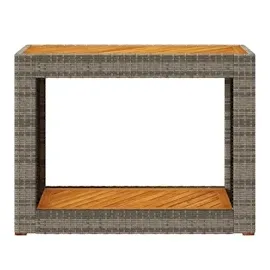 vidaXL Garten-Beistelltisch mit Holzplatte Grau Poly Rattan