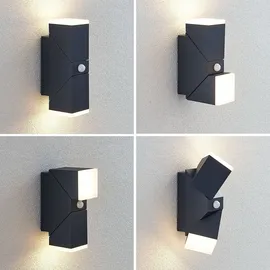 LINDBY Außenwandleuchte Aluminium 22,0 cm mit Bewegungsmelder schwarz