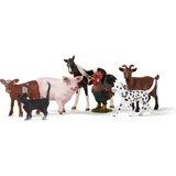 Schleich Farm World | Bauernhof Tiere Set 77533 mit Hund, Katze, Schwein, Ziege, Kuh, Pferd und Hahn | detailliertes Spielset aus 7 Teilen | Bauernhof Spielzeug ab 3 Jahre | exklusiv bei Amazon