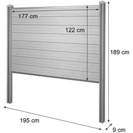 MCW WPC Sichtschutz 195 cm grau WPC