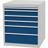 Bedrunka & hirth Bedrunka + hirth, Schubladenschrank H819xB705xT736mm lichtgrau/signalblau 5 Schubl.Vollauszug