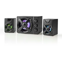 Nedis Gaming-Lautsprecher - Lautsprecherkanäle: 2.1 - Stromversorgung über USB - 3.5 mm Stecker - 33 W - LED - Lautstärke-Regler