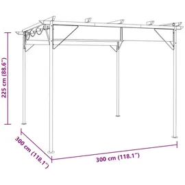 vidaXL Pergola mit Ausziehbarem Dach Taupe 3x3 m Stahl 180 g/m2