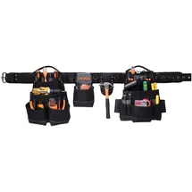Vevor Werkzeuggürtel, 18 Taschen, Profi-Handwerkergürtel, Hammerhalter, Werkzeughalter, Arbeitsgürtel für Elektriker, Schreiner & Bauarbeiter, Schürzenorganizer, verstellbar von 800 bis 1310 mm