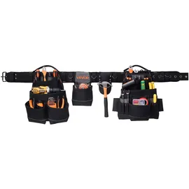 Vevor Werkzeuggürtel, 18 Taschen, Profi-Handwerkergürtel, Hammerhalter, Werkzeughalter, Arbeitsgürtel für Elektriker, Schreiner & Bauarbeiter, Schürzenorganizer, verstellbar von 800 bis 1310 mm