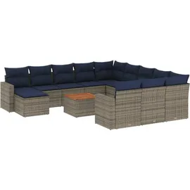 vidaXL Gartensofa-Set 13-tlg. grau Polyrattan