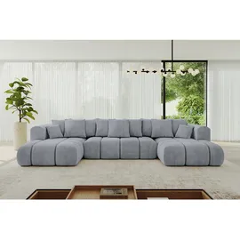 altdecor Wohnlandschaft, CLOUD-U-v1 405x185x90 Hellgrau Velours