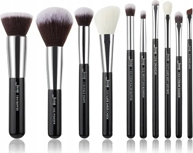 Jessup 10-teiliges Haarbürsten-Set - Schwarz/Silber-Mix - perfekt für alle Y
