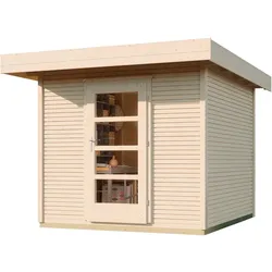 Gartenhaus WEKA "wekaLine 172 Gr.2, natur, 28 mm", beige (naturbelassen), Fußboden im Gartenhaus, ohne Rück- und Seitenwand, ohne Dacheindeckung, Holzwerkstoff, Gartenhäuser