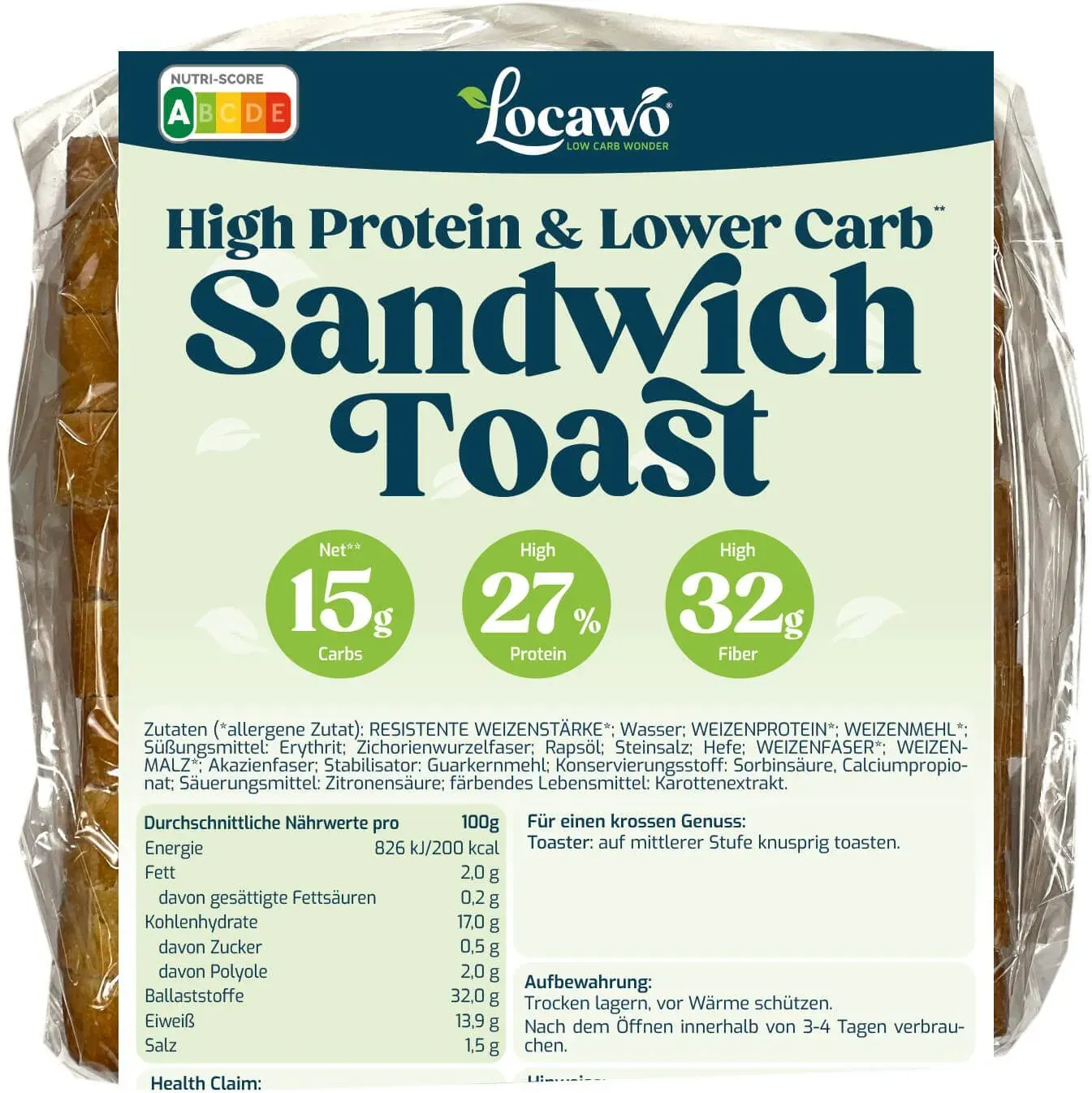 Locawo High Protein & Low Carb Sandwich Toast 400 g