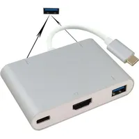 helos Dockingstation, USB 3.1 Type-C St/3xUSB/HDMI/Type-C Bu, PREMIUM 4K, silber