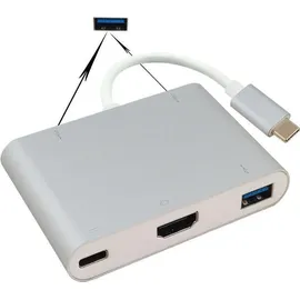 helos Dockingstation, USB 3.1 Type-C St/3xUSB/HDMI/Type-C Bu, PREMIUM 4K, silber