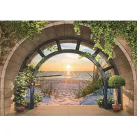 WallArena Fototapete Sonnenuntergang - Mehrfarbig - Modern - Vlies - Schlafzimmer, glatt, 416x254cm bunt 4.16 m x 2.54 m