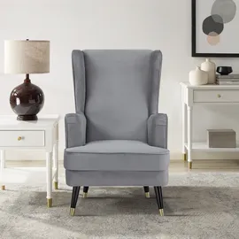 Home Affaire Ohrensessel HOME AFFAIRE "ZILLER, TV-Sessel, frei im Raum stellbar, in Cord und Samtvelours", grau (hellgrau), B:70cm H:105cm T:91cm, Holzgestell, Schaum-Polsterung, Holzbeine und pflegeleichter Bezug, Sessel, Ohrensessel, Holzfüsse mit dekorativen